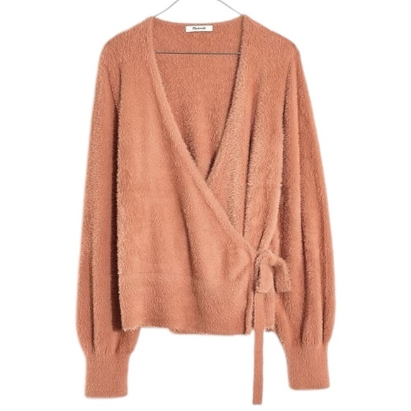 Madewell Balloon Sleeve Wrap Sweater in Burnished Blush Small Dainty Retro 90s - Picture 14 of 14